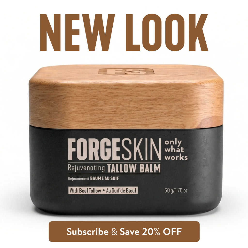 FORGE SKIN Wrinkle Defense & Natural Anti-Aging Beef Tallow Moisturizer for Men - Face Balm Skincare Cream for Dry Rough Skin Tallow-Based Mens Face Lotion for Hydration Firmness Wrinkle Repair & Glow Honey Jojoba Hydrating Smooth Skin Nourishing Moisture